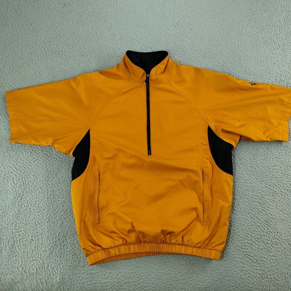FootJoy DryJoys Tour Collection Men Medium Orange Colorblock Golf 1/2 Zip Jacket